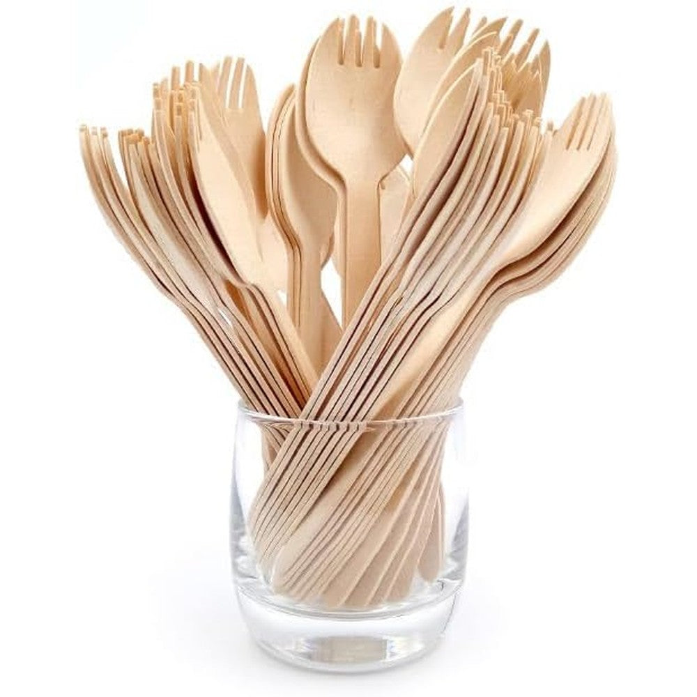Concession Essentials wooden sporks pack of 500 front view eco friendly disposable cutlery
