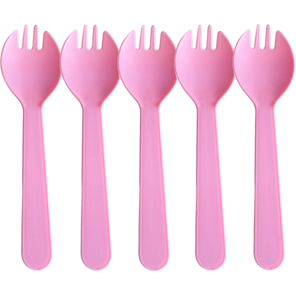 BYERUITE disposable plastic sporks front view pack of one hundred