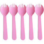 BYERUITE disposable plastic sporks front view pack of one hundred