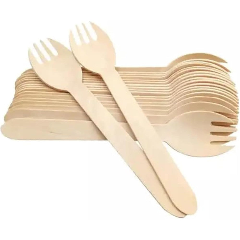 Concession Essentials 5.5 inch disposable wooden sporks front view eco friendly catering utensils