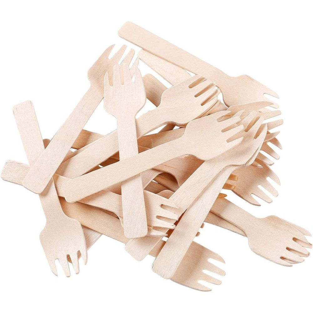 Gmark mini wooden spork 100 count pack front view eco friendly disposable cutlery
