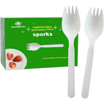 GreenWorks Compostable CPLA Sporks front view of eco friendly disposable cutlery pack