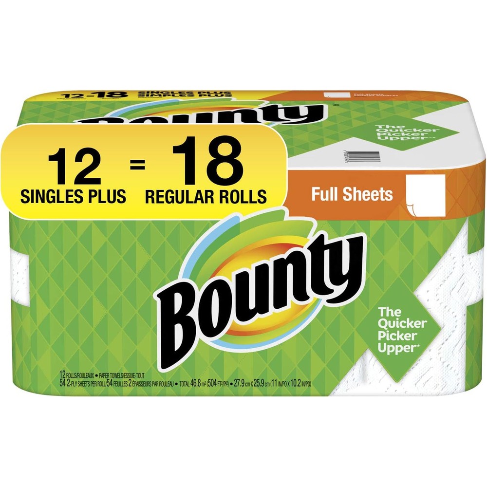 Bounty 2 ply paper towel giant rolls front view premium absorbent kitchen roll