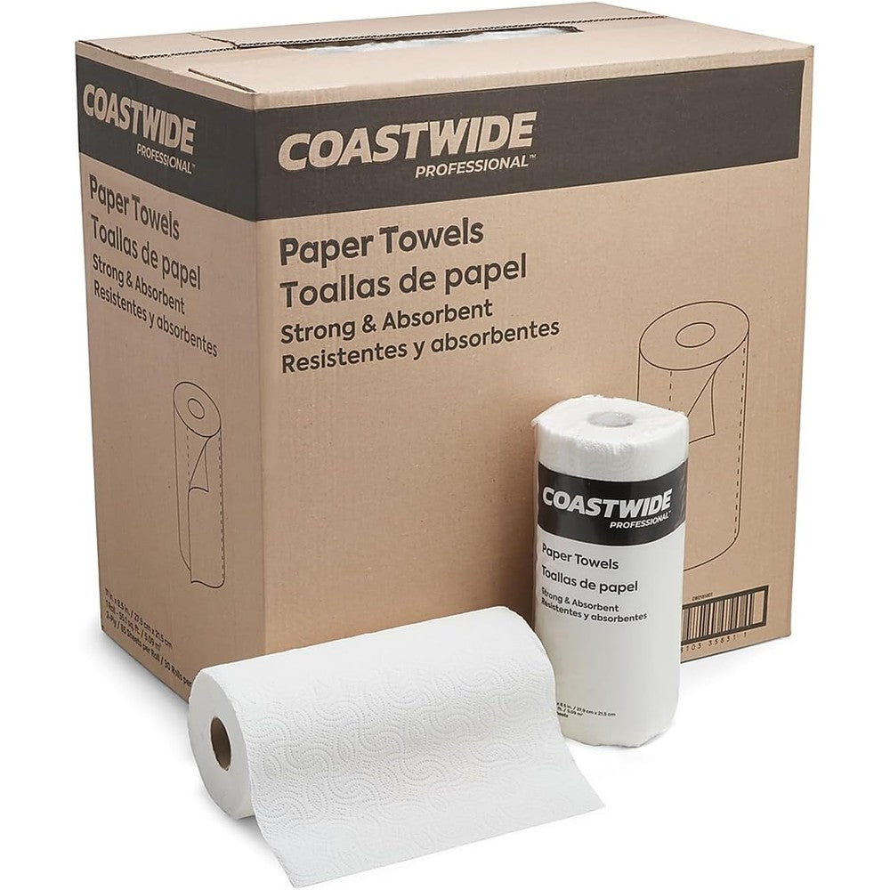 Coastwide Professional two ply kitchen paper towels front view bulk case pack.