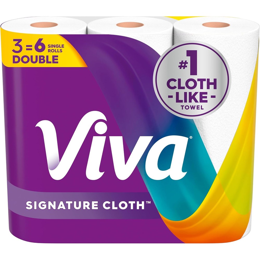 Viva Signature Cloth Paper Towels 3 Double Rolls packaging front view