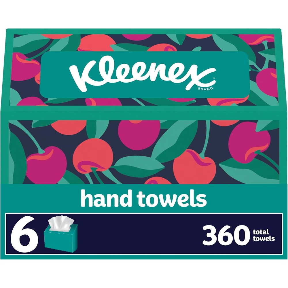 Kleenex Disposable Paper Hand Towels 6 box pack front view for hygienic hand drying.