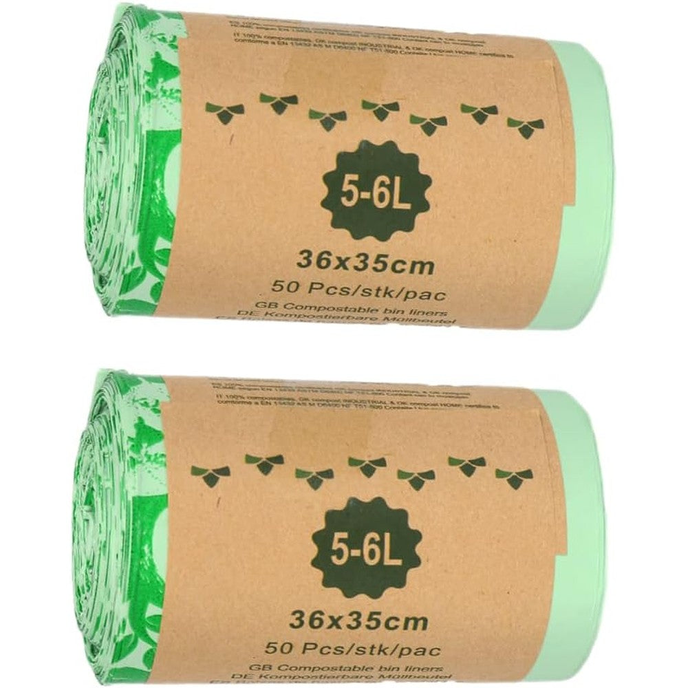 Mavere compostable kitchen bin liners front view 100 count pack.