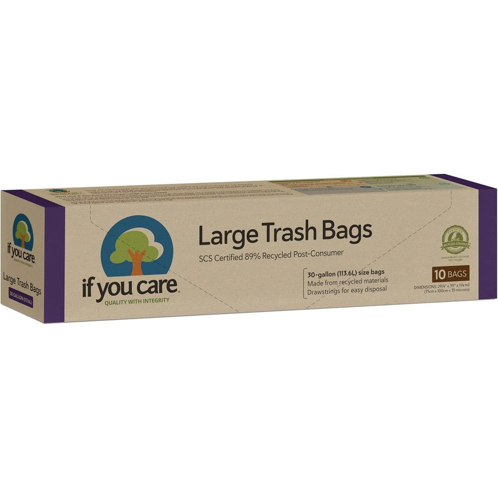 If You Care Large Trash Garbage Bags 10 count box front view eco-friendly drawstring liners.