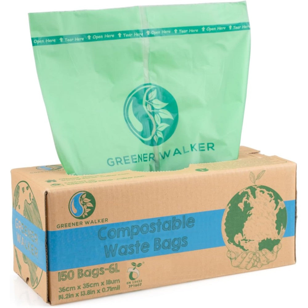 Greener Walker 100% Compostable Trash Bags 150 Count front view eco-friendly kitchen liners.