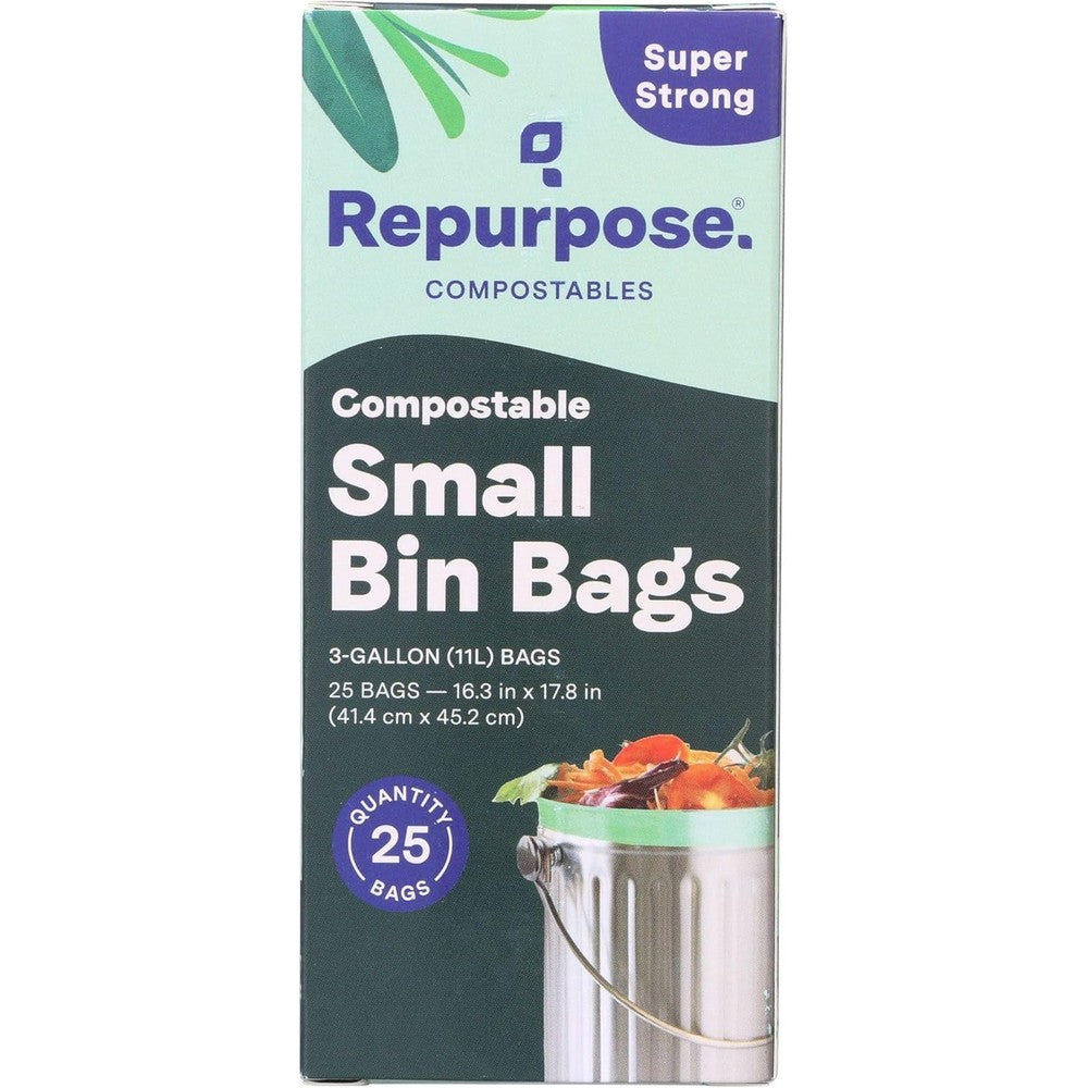 Repurpose Compostables 3 Gallon Small Bin Trash Bags front view plant-based waste bags.