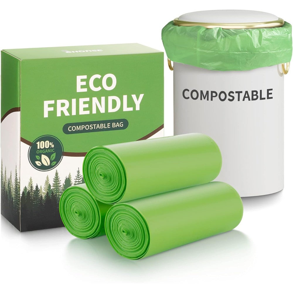 Eargardin 5 Gallon Compostable Trash Bags front view of green roll packaging.