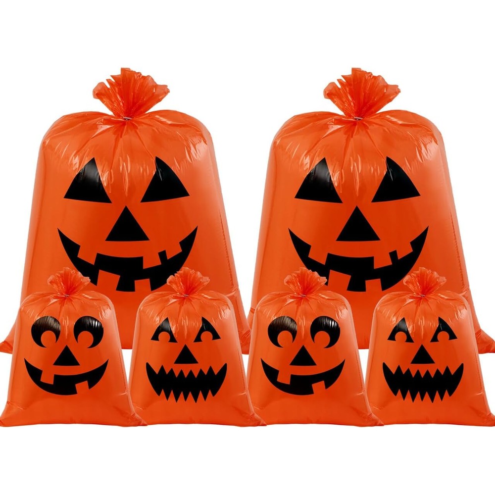 JOYIN Halloween pumpkin leaf bags front view outdoor yard decoration