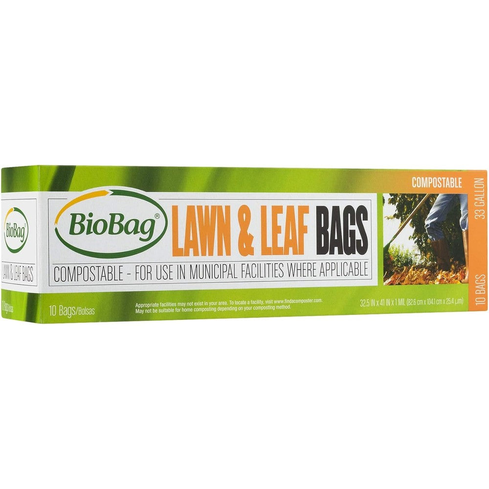 BioBag Compostable Lawn and Leaf Bags 33 Gallon front view package.