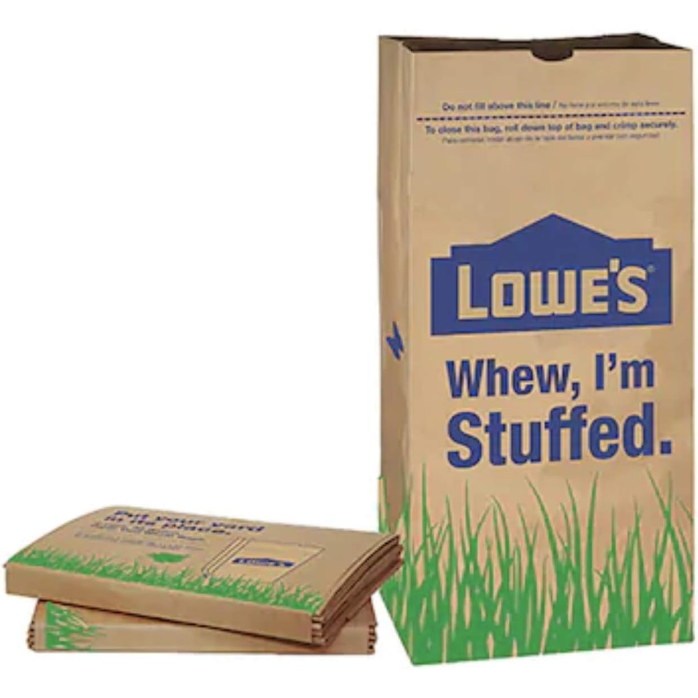 FCV Lowes 30 Gallon heavy duty brown paper lawn bags 5 pack front view