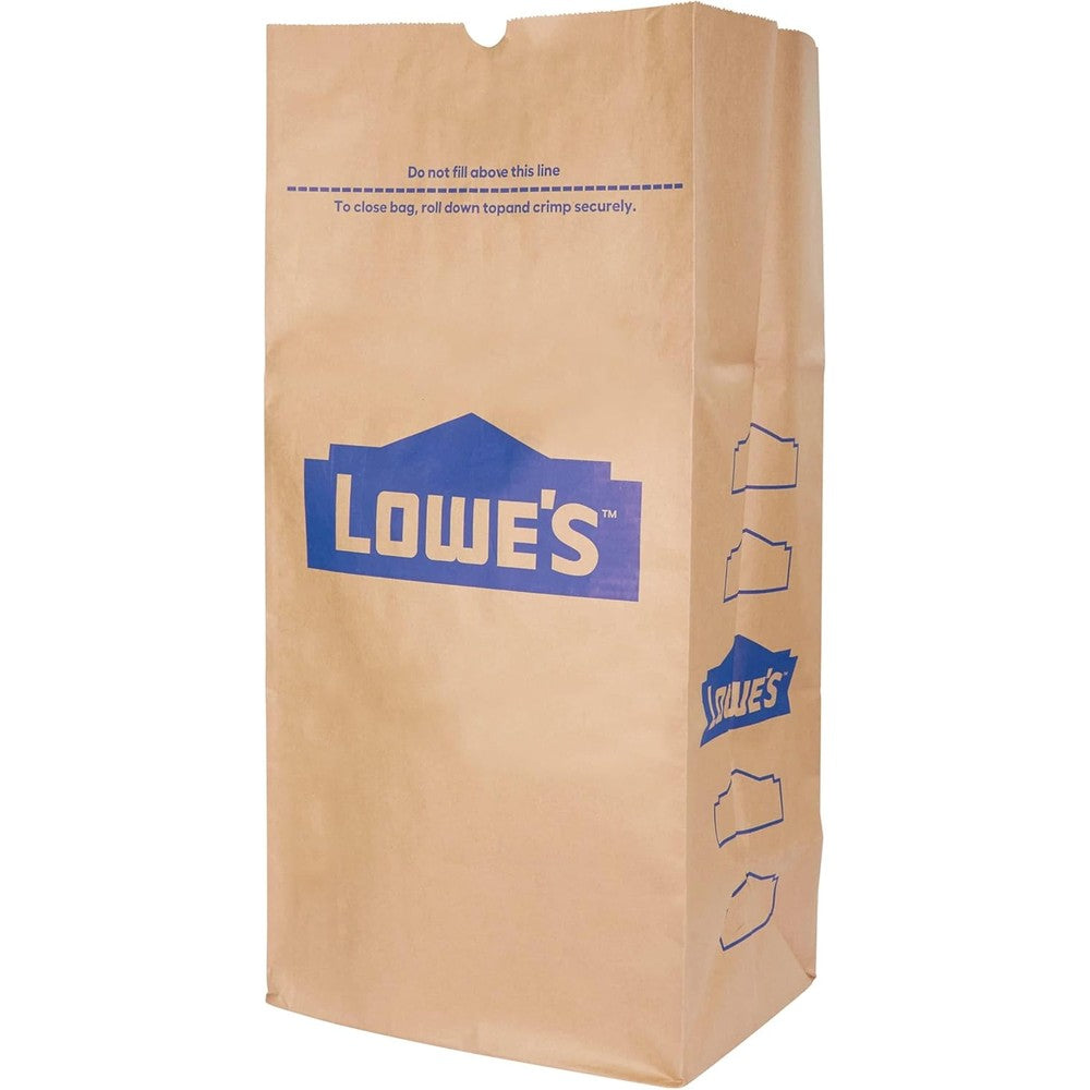 Lowe's 30 Gallon Heavy Duty Brown Paper Lawn Bags front view for garden waste disposal.