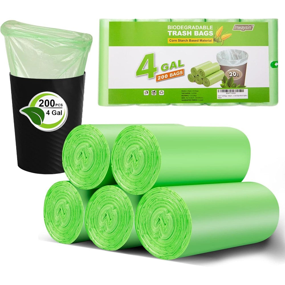 Inwaysin biodegradable small trash bags front view retail packaging box.