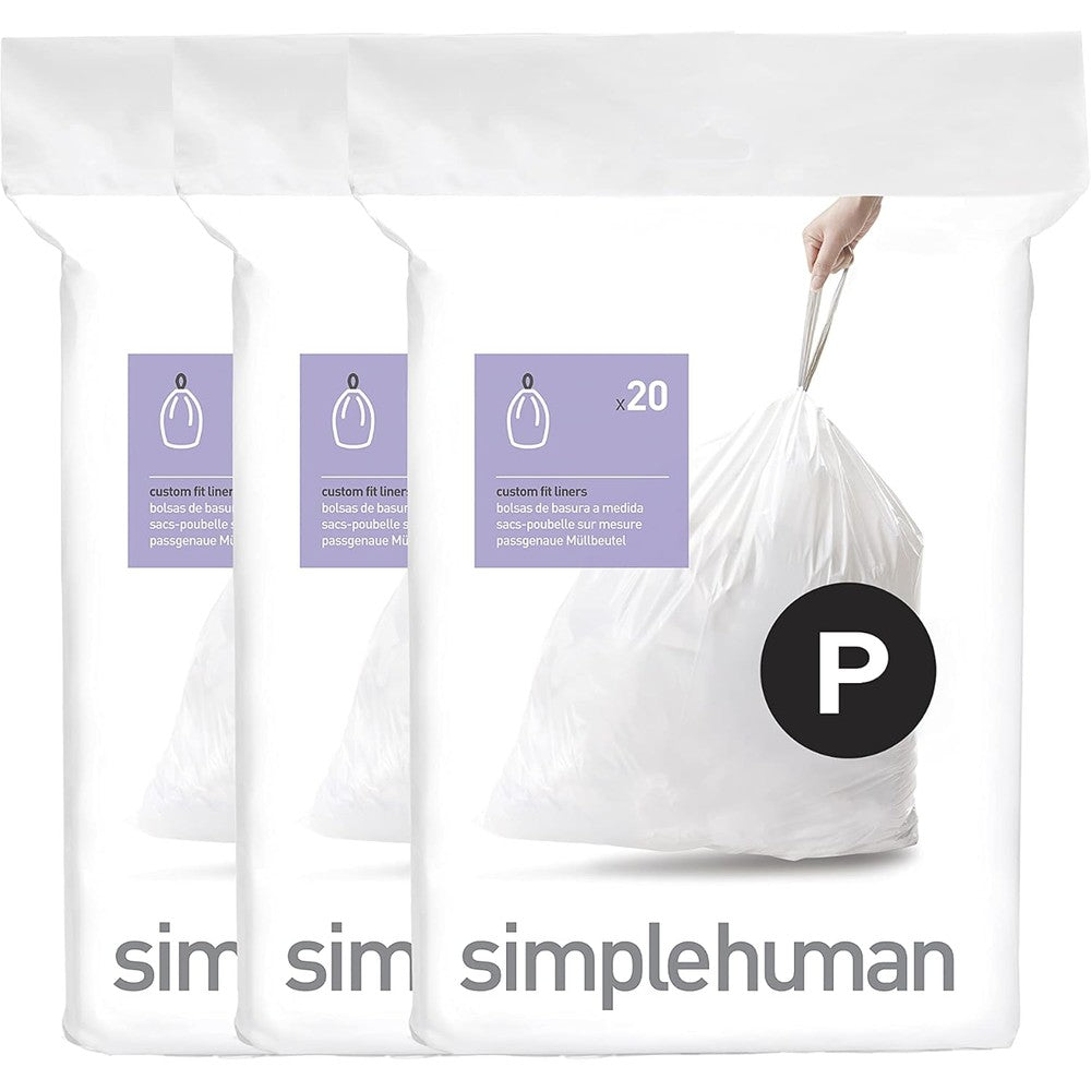 simplehuman Code P Custom Fit Liners 60 count pack front view authentic imported