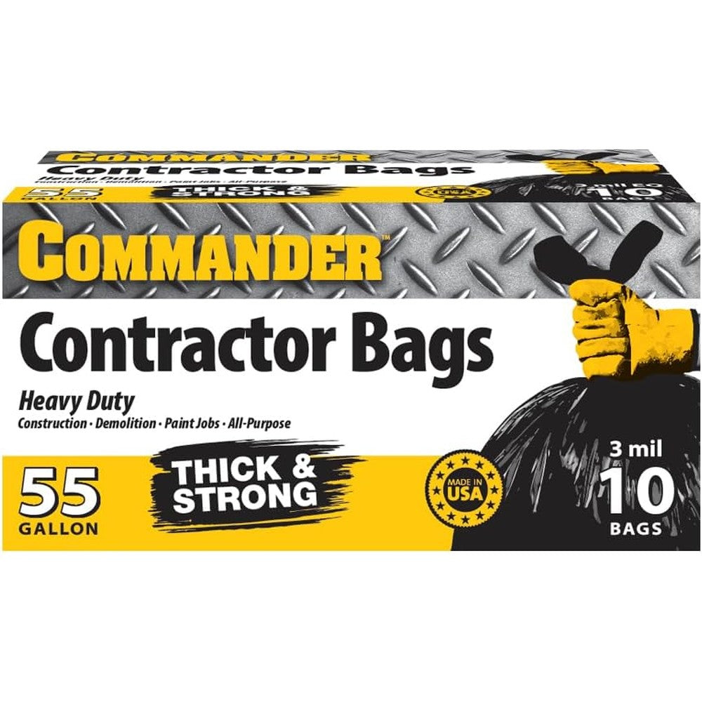 Commander 55 gallon heavy duty contractor bags box front view
