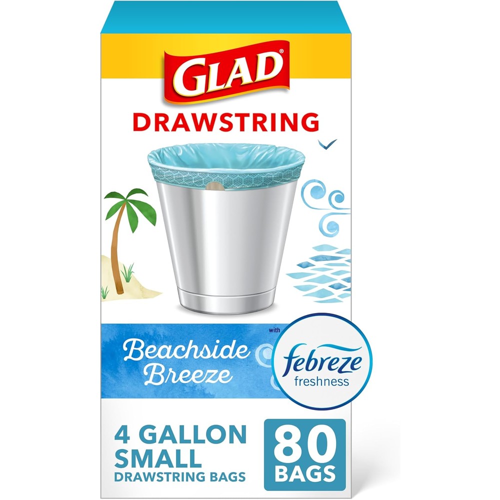 Glad small trash bags 4 gallon box front view for home odor control