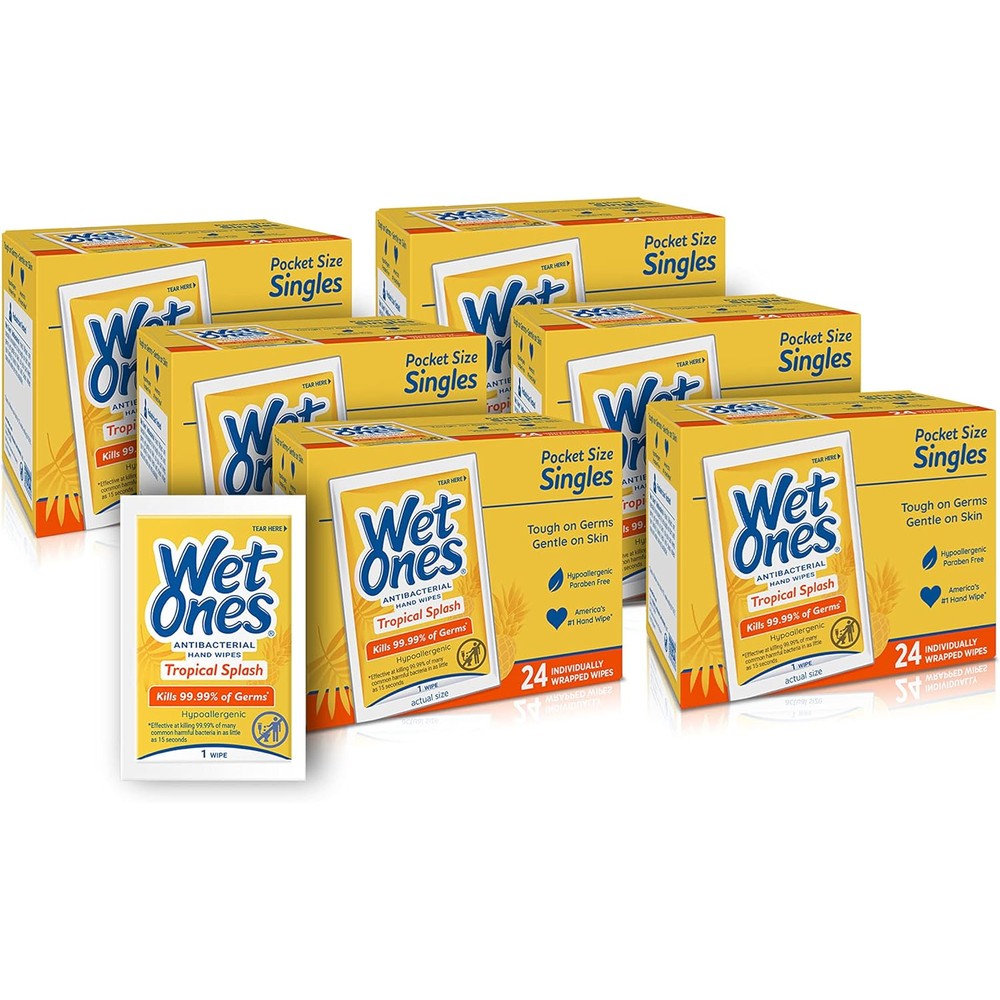 Wet Ones Antibacterial Hand and Face Wipes Tropical Splash packaging front view