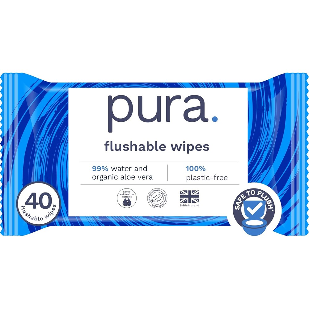 Pura Adult XL Flushable Unscented Wipes front view pack