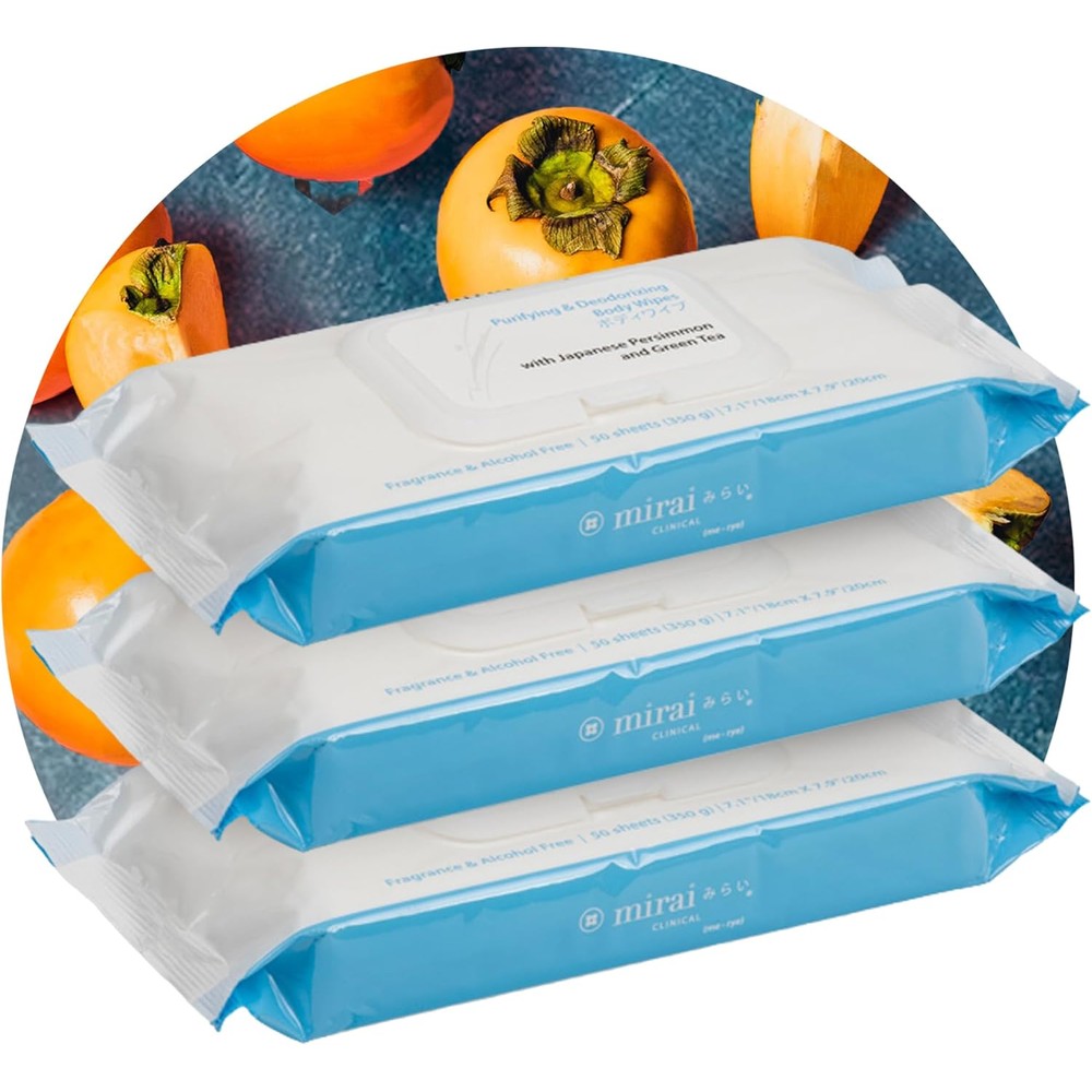Mirai Clinical deodorizing body wipes 3 pack front view