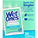 Wet Ones Sensitive Skin Hand Wipes Singles 24 Count front view packaging