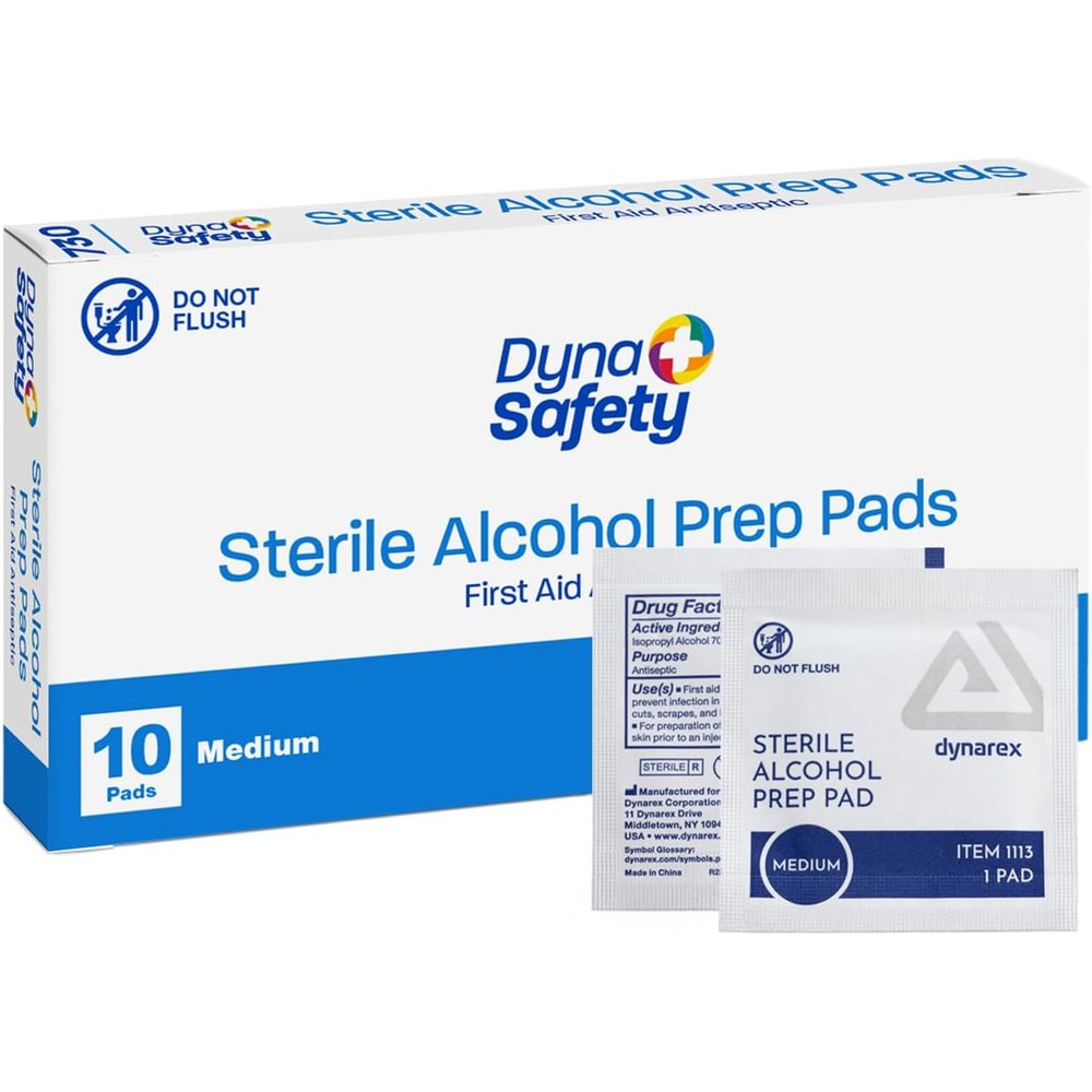 Dynarex DynaSafety Sterile Alcohol Prep Pads box front view