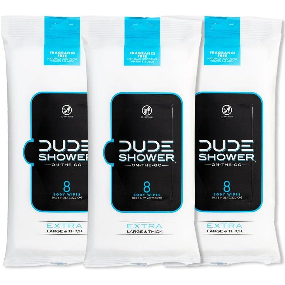 DUDE Wipes On-The-Go Shower Wipes 3 Pack front view