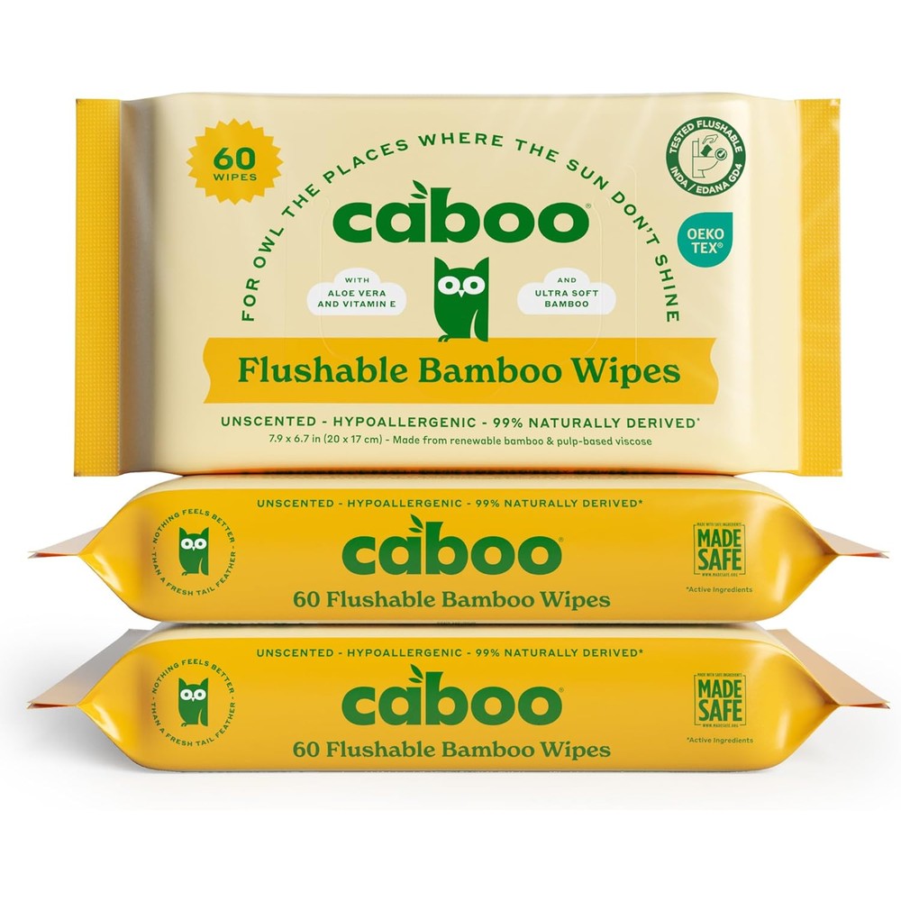 Caboo Tree Free Flushable Bamboo Wipes front packaging view