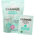 Cleanze antibacterial hand sanitizing wipes 50 pack front view