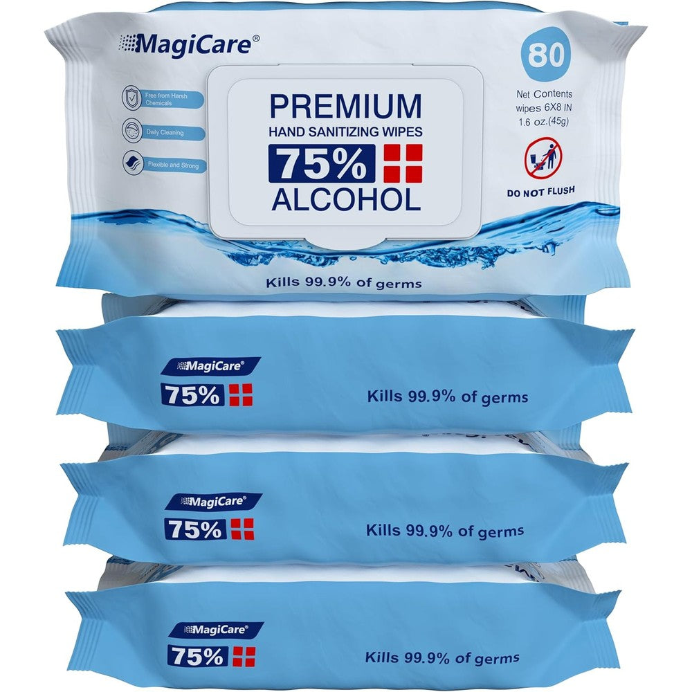 MagiCare 75 percent alcohol sanitizing wipes 4 pack front view