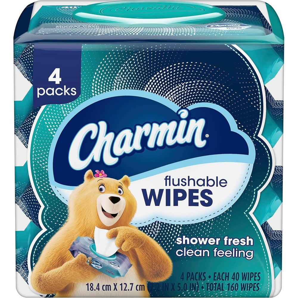 Charmin Flushable Wipes 160 count 4 packs front view