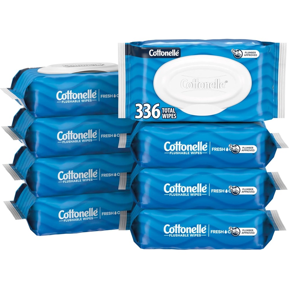 Cottonelle Fresh Feel Flushable Wet Wipes 8 pack front view