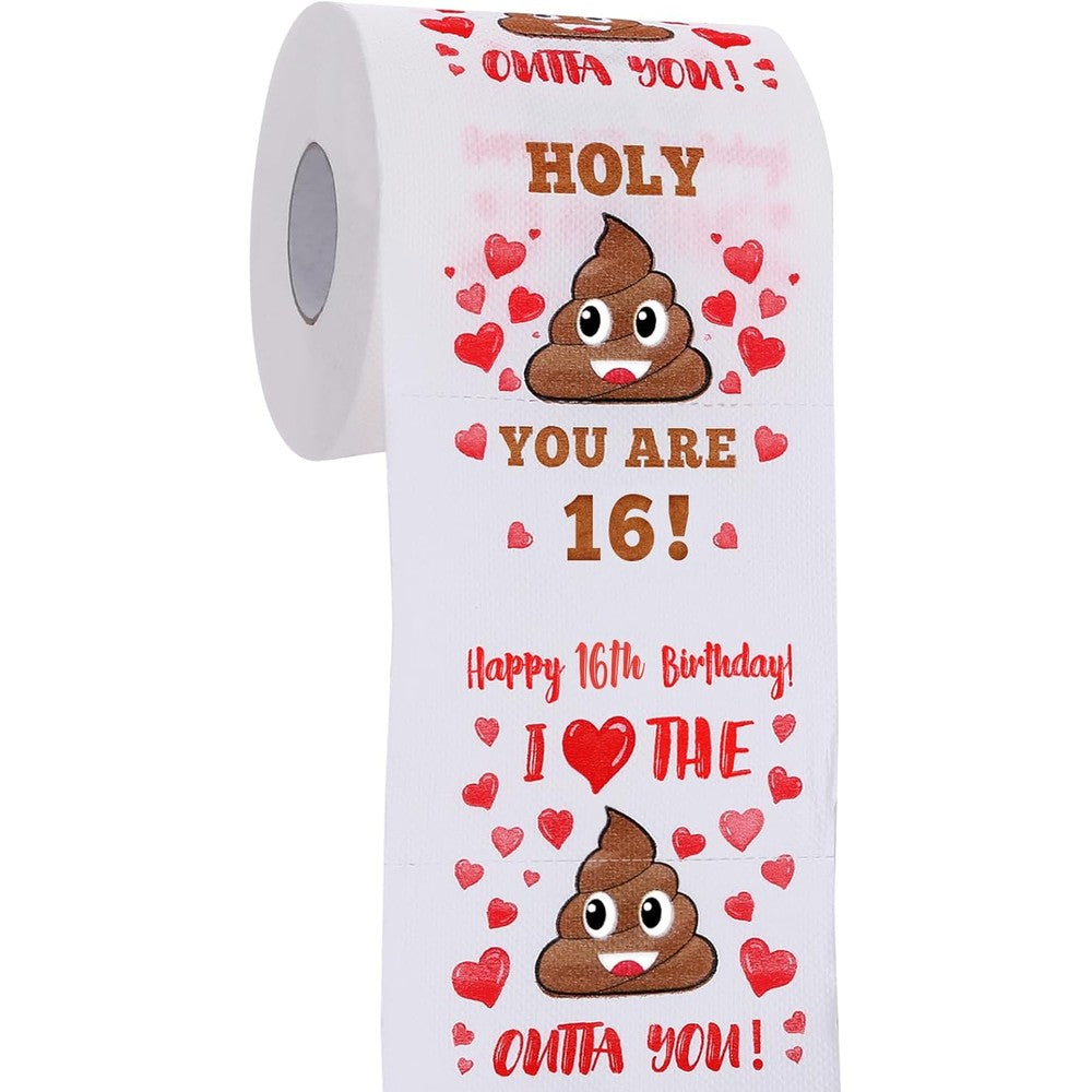 AOZITA 16th Birthday Prank Toilet Paper front view in gift box for sweet sixteen gifts.
