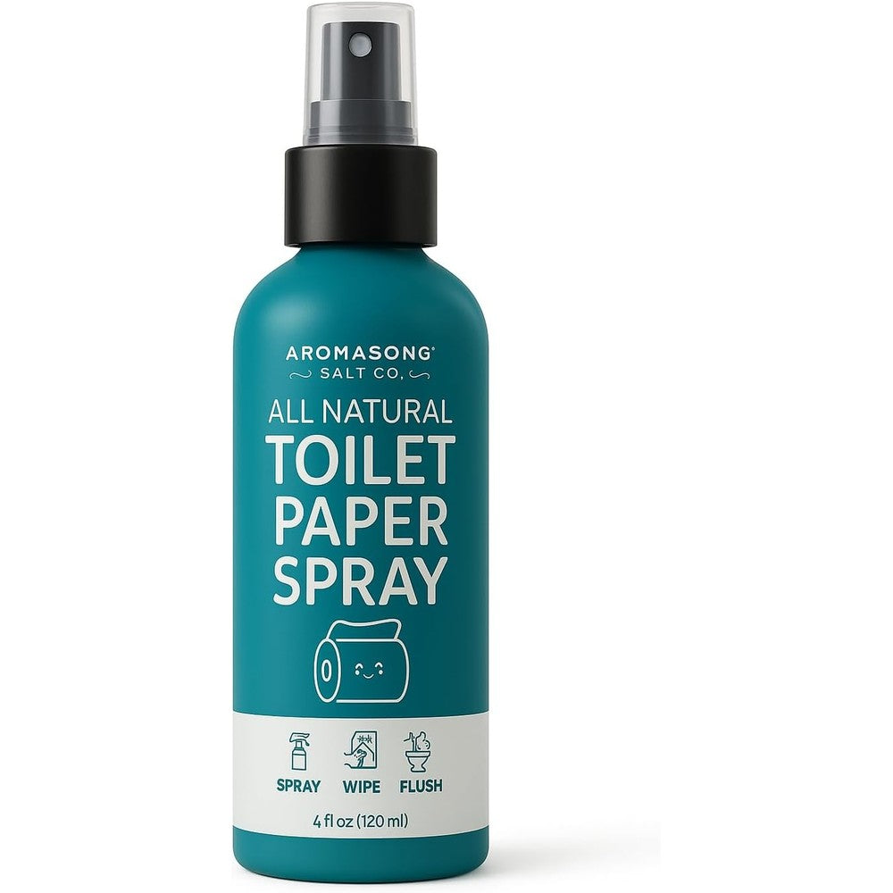 Aromasong 100 Percent Natural Toilet Paper Spray front view for flushable personal cleansing.