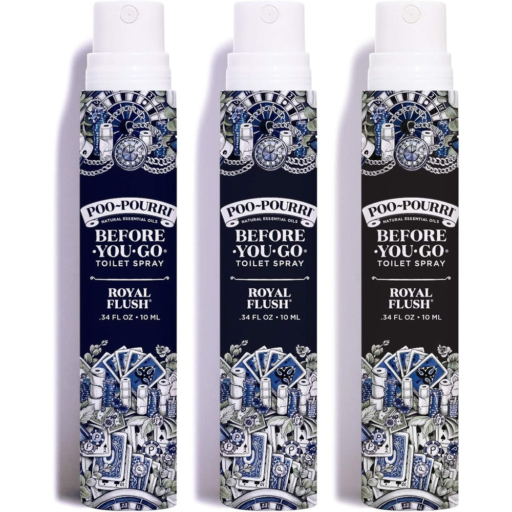 Poo-Pourri Royal Flush Toilet Spray 3 pack front view for travel odor control