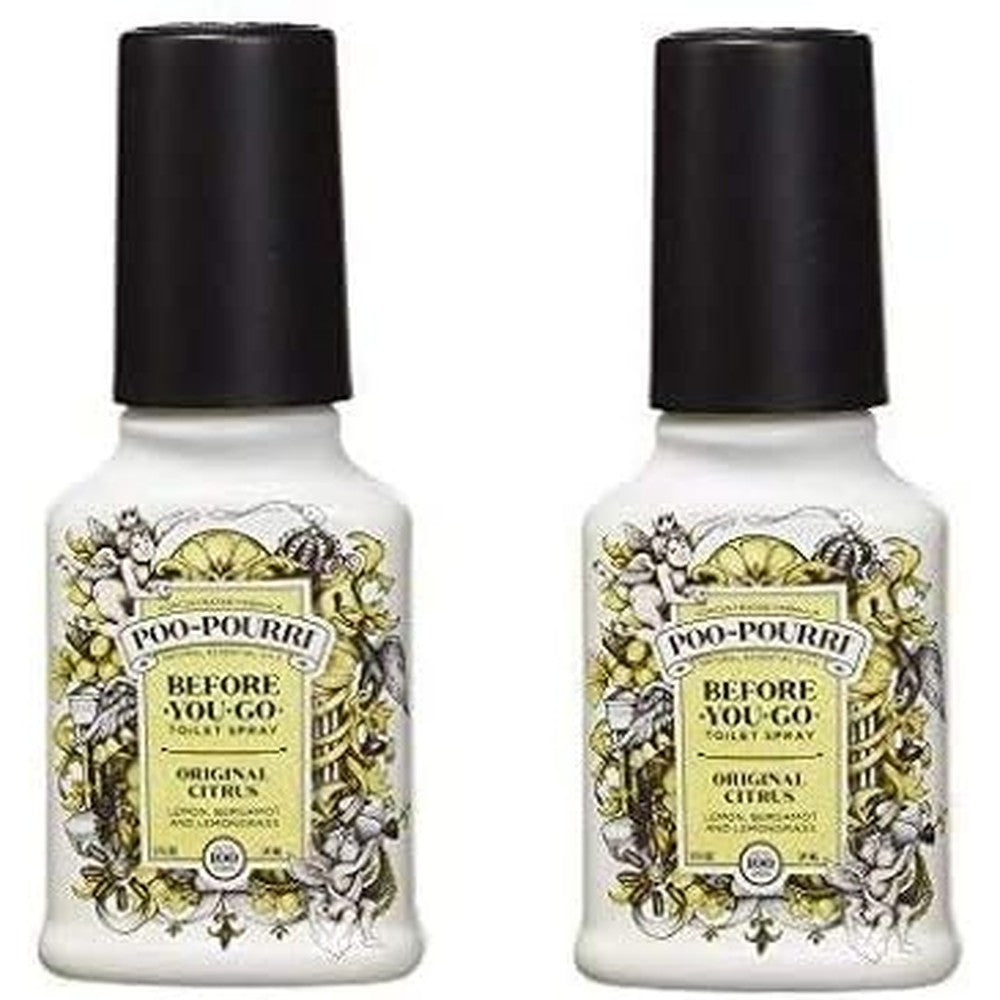Poo-Pourri Before-You-Go Toilet Spray Original Citrus 2 Pack front view bathroom deodorizer.