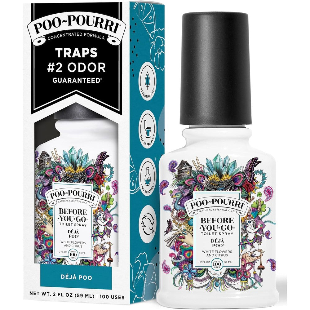 Poo-Pourri Before-You-Go Toilet Spray Deja Poo 2 Fluid Ounce front view for odor prevention.