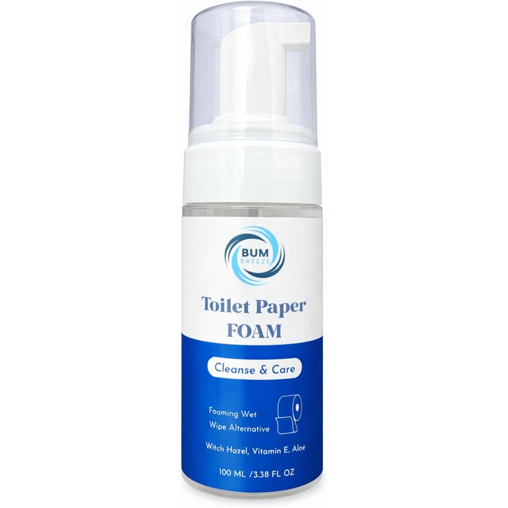Bum Breeze Toilet Paper Foam front view of the portable cleansing spray bottle.