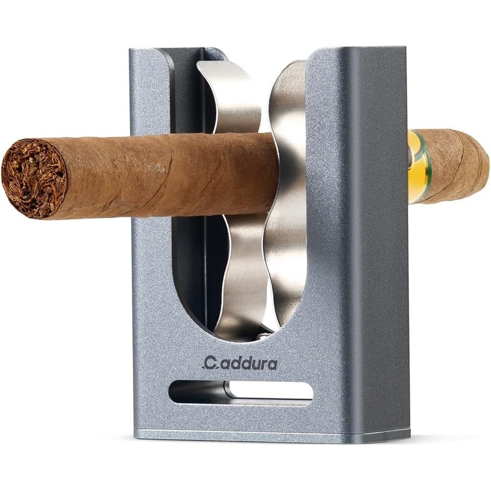 Magnetic Cigar Holder - Ultimate Golf Accessory for Cigar Lovers, Magnetic Grip and Loop Strap for Golf Cart, Adjustable Clip (30-60 Ring Gauge), Aluminum Alloy, For Golfing, Grilling, Fishing (Medium Gray)