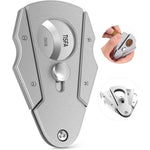 TISFA Cigar Cutter Stainless Steel Double Cut Blade with Safety Lock Cigar Guillotine, Sharp Cigar Clipper Scissors with Leather Case (Sliver)