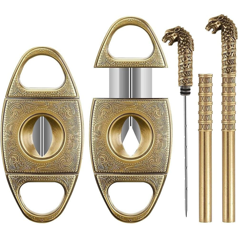 Scotte V-Cut Cigar Cutter Guillotine Precision Cigar Draw Enhancer Tool Needle & Sharp Perfect Cigar Cutters Cigar Accessories Set