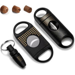 Cigar Cutter Set, with Cigar Straight Cutter, Cigar V Cutter, Cigar Punch, Multi-Functional Cigar Accessories Kit for Cigar Humidor Case, Portable Cigar Tools for Travel Outdoors