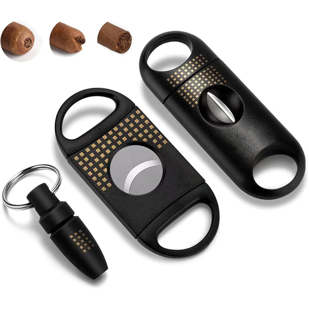 Cigar Cutter Set, with Cigar Straight Cutter, Cigar V Cutter, Cigar Punch, Multi-Functional Cigar Accessories Kit for Cigar Humidor Case, Portable Cigar Tools for Travel Outdoors