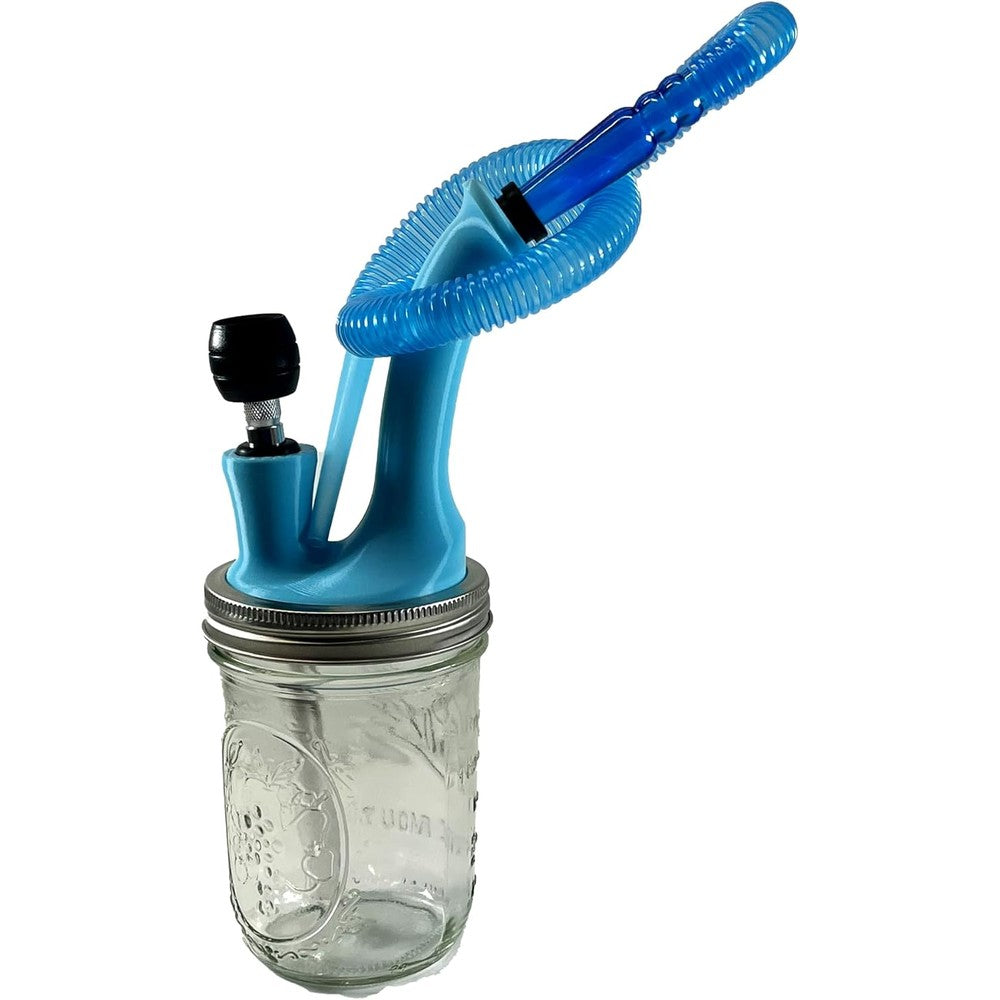 2 in 1 Combo Hookah Pipe Set with Glass Jar Base and Flexible Hose, (Turquoise)