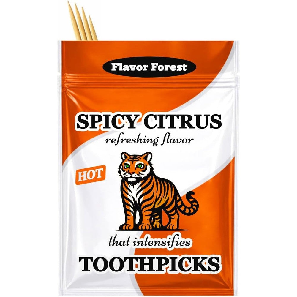Flavor Forest Spicy Citrus Cinnamon Toothpicks 100 Count front view packaging