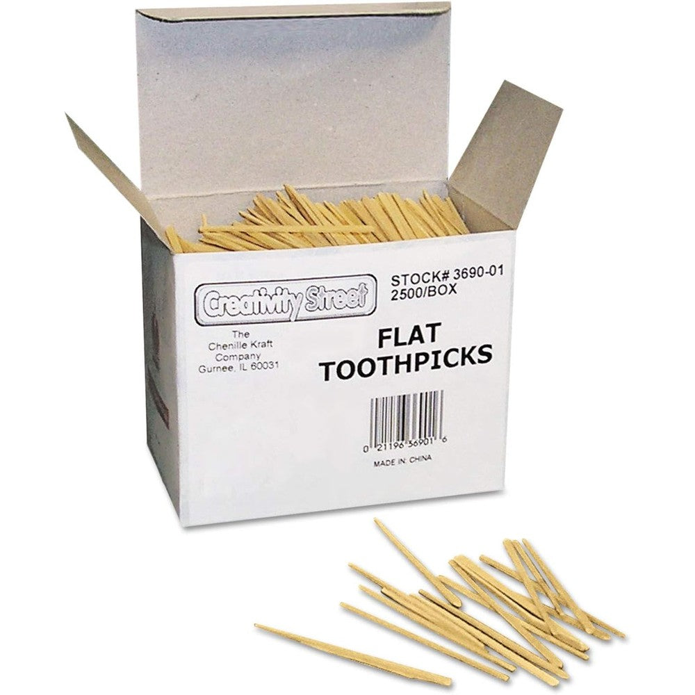 Creativity Street Flat Wood Toothpicks front view bulk craft supplies