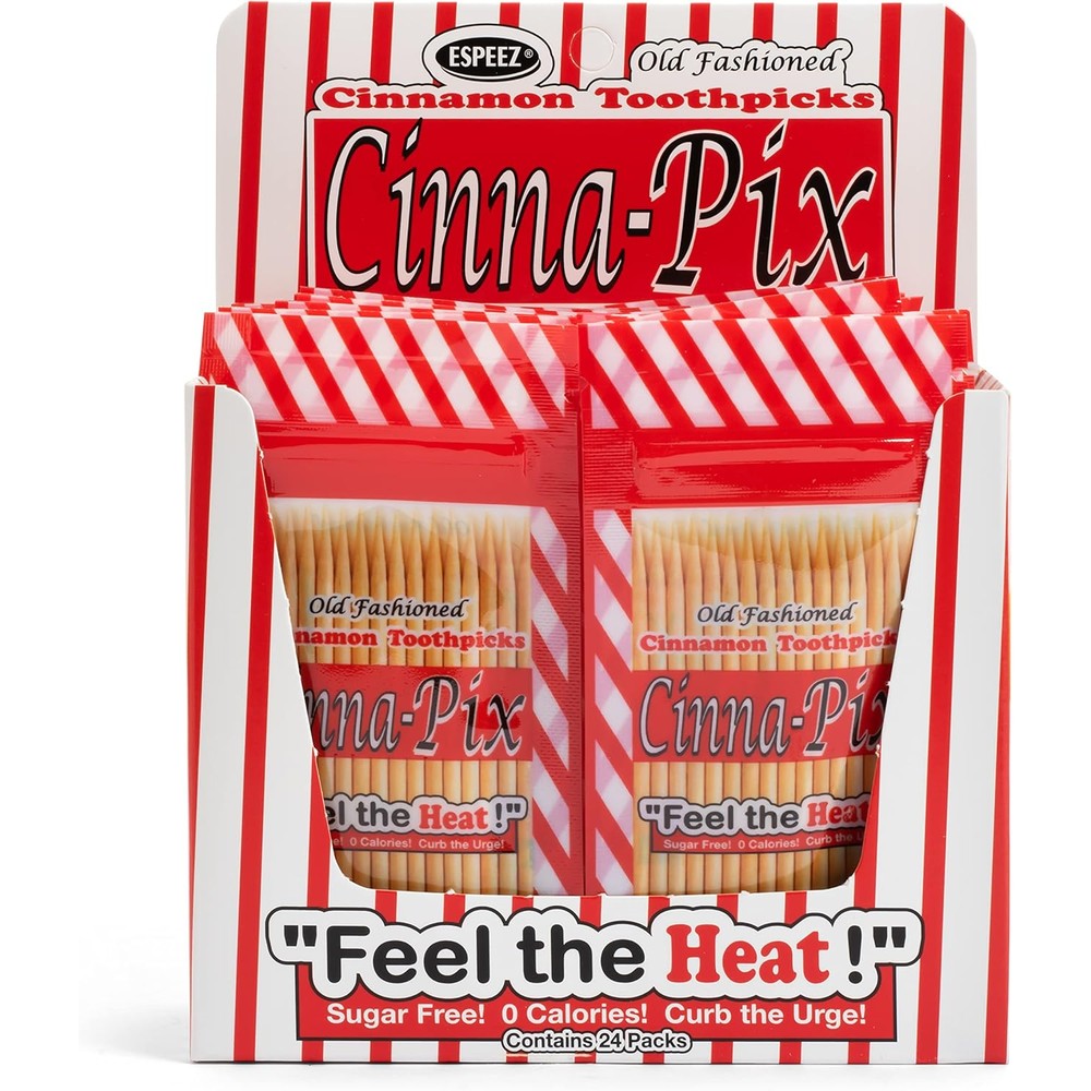 Espeez Cinna-Pix Cinnamon Toothpicks 24 count display box front view