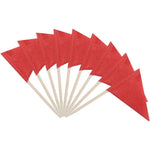 CANTENDO solid red toothpick flags front view on cupcakes